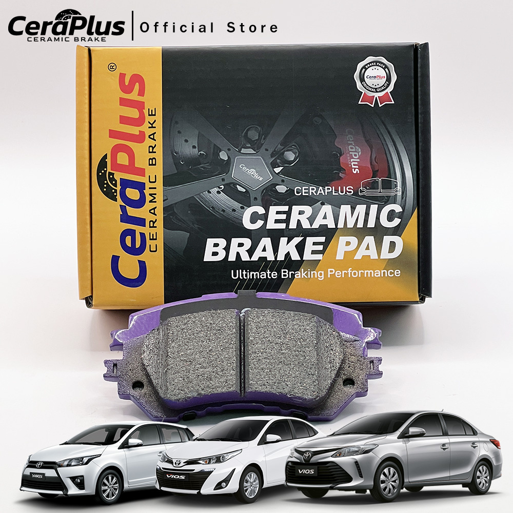ผ้าเบรค CeraPlus TOYOTA VIOS Gen3 J,E 2013-2020 TOYOTA YARIS 1.2 J,E,G 2013-ON ผ้าเบรคเซรามิค